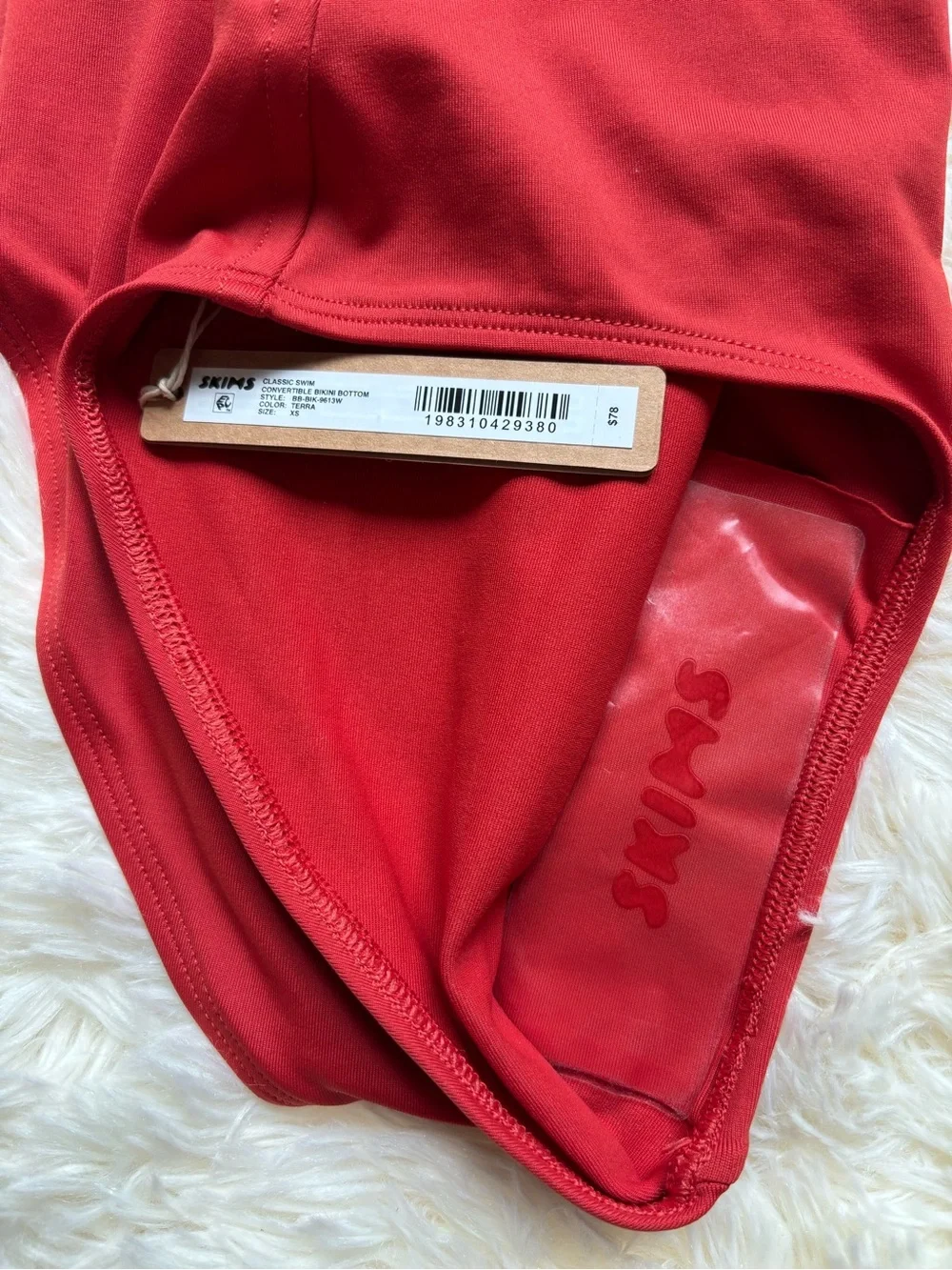 SKIMS Classic Swim Convertible Bikini Bottom Terra Red XS NWT High Waisted